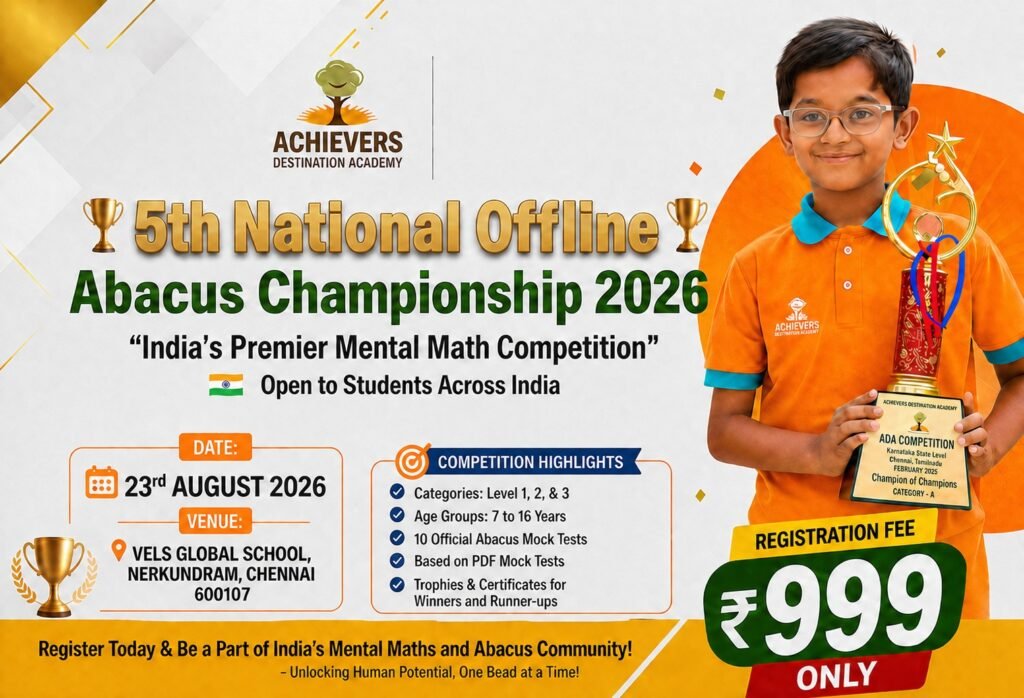 Offline Abacus Competition in Chennai- 23r Aug 2026